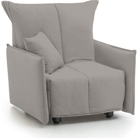 Talamo Italia Schlafsofa Almerinda, Einzelsofa, 100% Made in Italy, Wohnzimmersessel mit Trolley-Öffnung, aus gepolstertem Stoff, mit Standard-Armlehnen, Cm 110x90h85, Grau