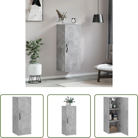 Holzwerkstoff - Wandschrank Betongrau 34,5x34x90 cm Holzwerkstoff (1/5)