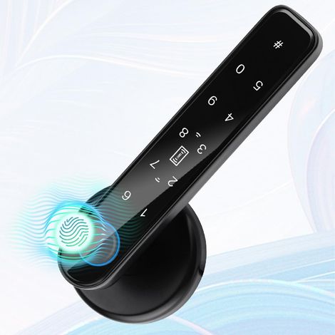 Sea Smart Lock, Maniglia per serratura porta 5 in 1, Tastiera elettronica con password, Identificazione Bluetooth, Chiave digitale impermeabile con impronta digitale (Nero) (1/3)