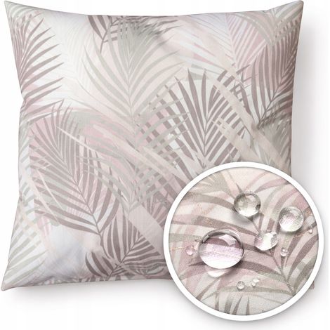 Cuscino decorativo da giardino impermeabile e resistente ai raggi UV, con motivo a foglie beige in stile boho, imbottitura 40 x 40 cm.