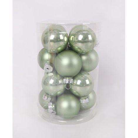 TrendLine Weihnachtskugeln aus Glas Ø 3,5 cm light green 16 Stück Weihnachtskugel