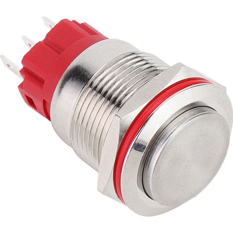 Drucktaster DC 9–30 V, 19 mm, 1 Schließer, 1 Öffner, Edelstahlgehäuse, hoher, selbstverriegelnder Schalter (1/5)