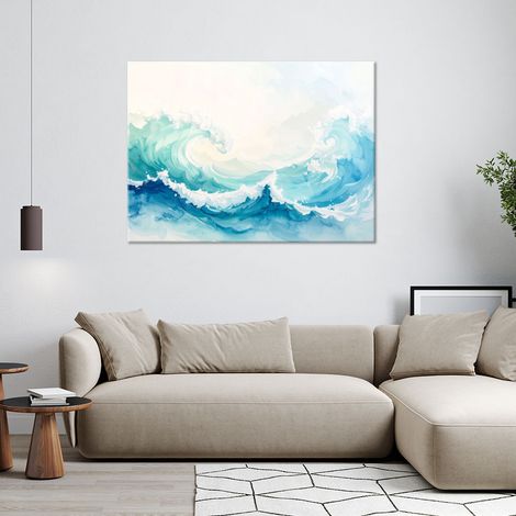 Wandbild Meer und Wellen Pastelllandschaft Blau 60x40 (1/4)