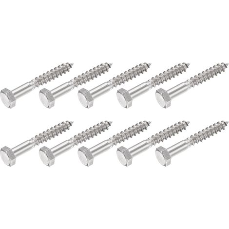 Hex Tirefond Vis (M8x60mm)10pcs, 304 Inox Acier Autotaraudeurs Bois Boulons - pour Ménage Applications (1/5)
