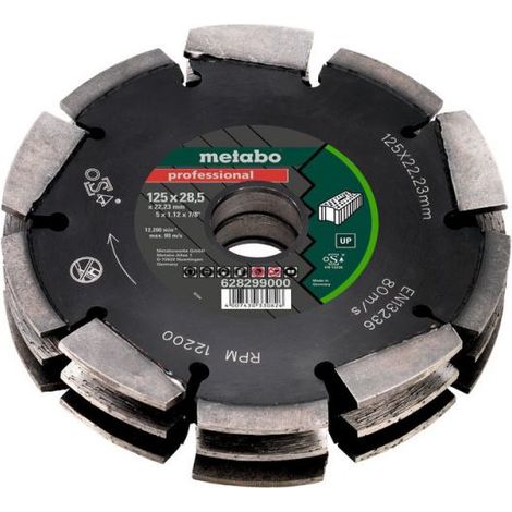 Metabo – Meule de fraisage diamantée 125 x 22.23 mm – Fraisage rapide pour matériaux variés – Saignées précises jusqu'à 30 mm
