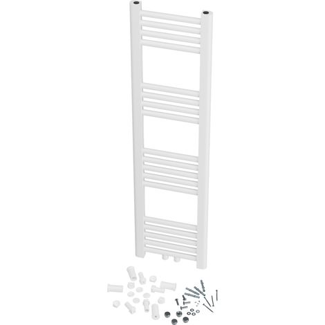 Radiateur sèche-serviettes Raven 30x120 cm Blanc - 336W avec option électrique - Montage mural (1/5)