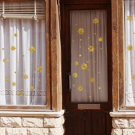 Schneeflocken-Aufkleber im Winterstil, selbstklebend und abnehmbar, für die Dekoration von Zuhause und Büro (Gold) (1/5)
