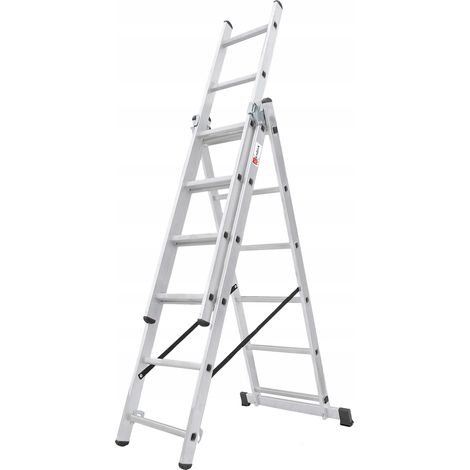 Kadax – Échelle télescopique 3-en-1 en aluminium – Charge maximale 150 kg – Échelle inclinée, escabeau, autoportante – Barres antidérapantes (1/5)