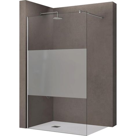 Shower Screen with Opaque Strip 80 x 200 cm Safety Glass Rectangular Stabiliser (1/5)