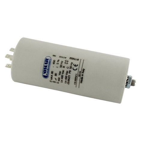 Condensateur électrique Universel 80 Uf. - Fixation M8 , ø: 50 Mm , H: 120 Mm