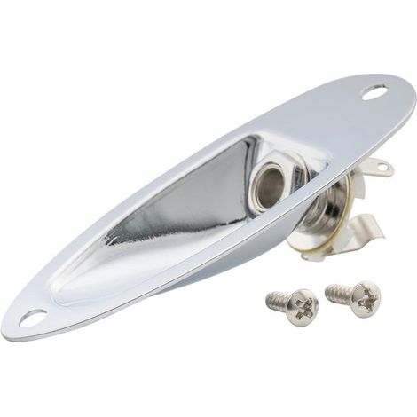 Placa de conexión para guitarra eléctrica estilo Stratocaster - Cubierta cromada para toma de salida (1/5)