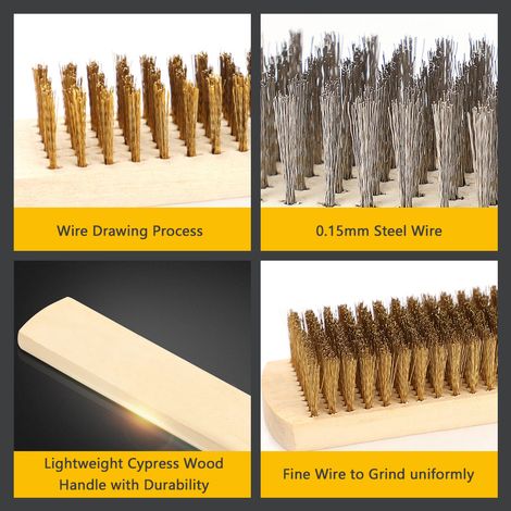 Ortviai Brosse à Fils Métalliques 12 Pièces avec Manche en Bois – Acier Inoxydable pour Dérouillage et Nettoyage (1/4)