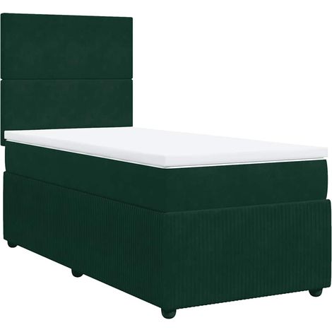 Maison Exclusive - Boxspringbett mit Matratze Dunkelgrün 90x190 c (1/5)