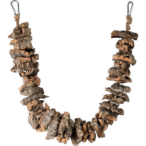 Balancelle naturelle, anneau de dentition en liège et écorce de chêne pour perroquets XL (1/2)
