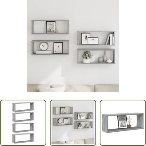 Holzregal -  Würfelregale 4 Stk. Grau Sonoma 60x15x23 cm Holzwerkstoff (1/5)