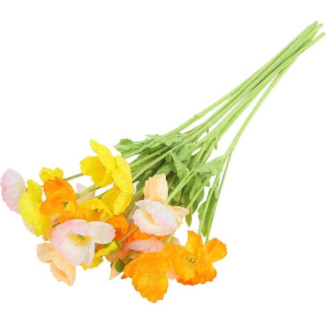 Bouquet de Fleurs Artificielles 8 Pièces Délicate Finition en Tissu et Fil de Fer, Décoration Naturelle pour Salon et Arrangement Floral Maison Couleur Aléatoire (1/5)
