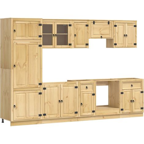 Armario SKI 9 uds. Marrón Miel Madera de pino macizo vidaXL (1/5)
