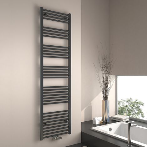 EMKE Sèche-serviette eau chaude, Radiateur sèche-serviettes raccordement central Anthracite 180x50cm 739 Watts
