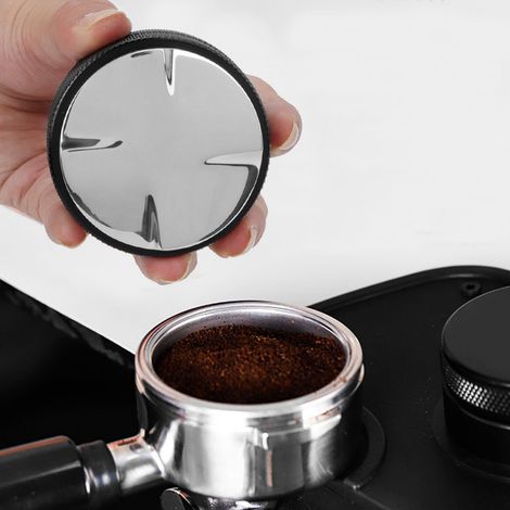 58 mm rutschfester Kaffeetamper aus Edelstahl für den gewerblichen Gebrauch (4 abgewinkelte Seiten, schwarz) (1/5)