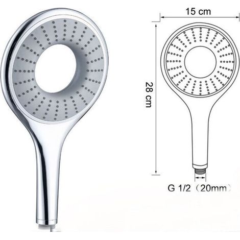 Douchette à main 145 mm – 3 types de jets : pluie, SmartPluie – Finition chromée – Technologie DreamSpray pour jet uniforme (1/5)