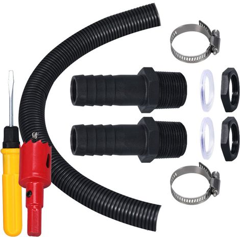 Kit de raccordement pour récupérateur d'eau 11 pièces avec tuyau 50 cm, passe-paroi et raccord pour cuves, citernes, réservoirs (1/5)