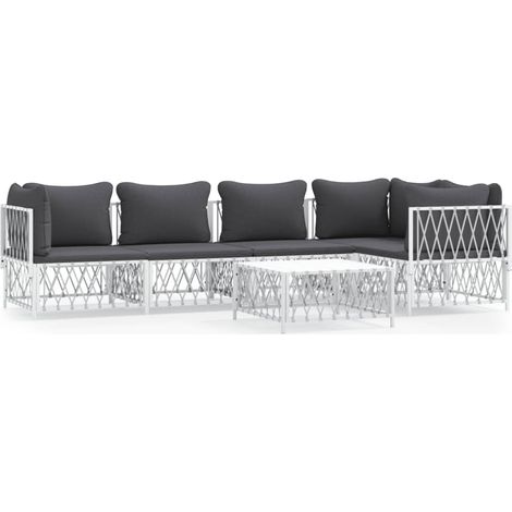 Maison Exclusive - Set Salotto da Giardino 6 pz con Cuscini in Acciaio Bianco