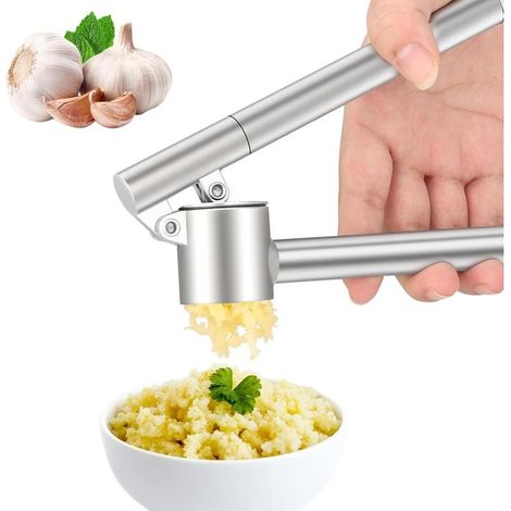 Garlic Press, Garlic Crusher, Professional Stainless Steel Garlic Press, Garlic Crusher, Easy to Press, Easy to Clean and Durable (1/5)