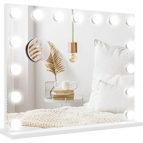 Specchio cosmetico LED 58x48 cm con 3 modalità luce dimmerabile, controllo touch e porta USB, bianco (1/5)