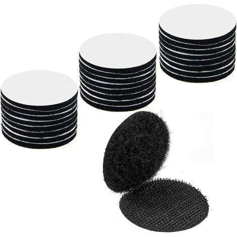30 Paires Scratch Autocollant Double Face - Adhesif Double Face Extra Fort - Bande avec Envers adhésif Ultra-Puissant Noir, 4mm Adhésif Rond,pour Tapis Sofa Artisanat (Noir, Blanc) (1/5)
