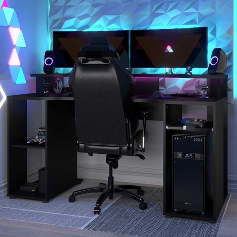 Bureau gamer LevelUp 150cm - noir