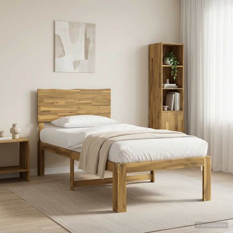 vidaXL Single Bed Frame with Headboard ROSTOCK Whitewash 75 x 190 cm (1/5)