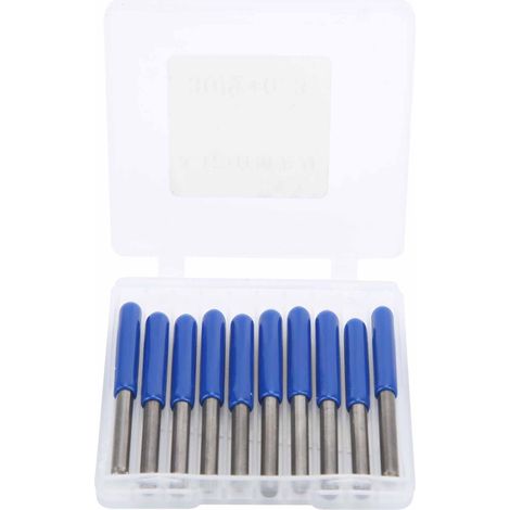 Lot de 10 fraises de défonceuse 3,175mm en carbure de tungstène pour gravure et sculpture sur bois, angle 30° X 0,3mm (1/5)