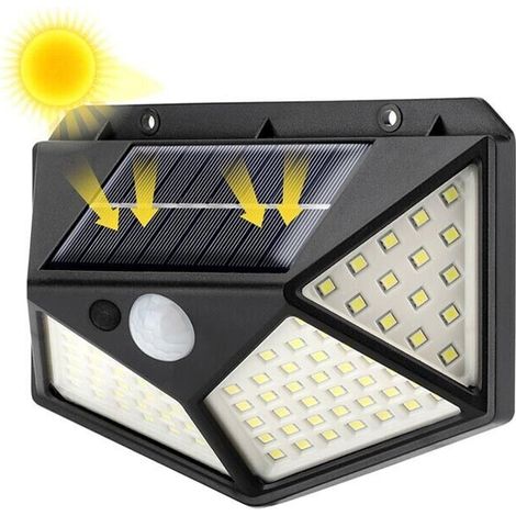 Faro Led Con Pannello Solare Sensore Rileva Movimento Faretto Ricaricabile Ip65 (1/4)