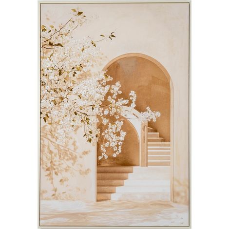 Naxos Hand-Painted Canvas Wall Art in Wooden Frame - L3 x W82 x H122 cm - Beige