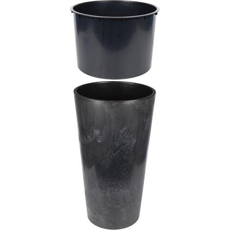 macetero 2 en 1 forma conica con depósito color negro pp ø 255 x 466 mm 9,5 l   caja 5 unid. (1/4)