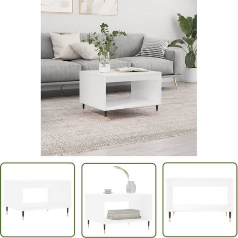 The Living Store Couchtisch Weiß 60x50x40 cm Holzwerkstoff - Couchtisch - Wohnzimmerstil - Weißer Couchtisch - Holzwerkstoff Möbel - Sideboard (1/5)