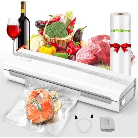 Machine Sous Vide Alimentaire,Scelleuse 5 In 1 Sous Vide Automatique avec 5m Rouleau Sous Vide Alimentaire, Coupe-Sac, Tuyau de Vide, Modes Sec/Humide Idéal Pour la Conservation des Aliments (1/5)