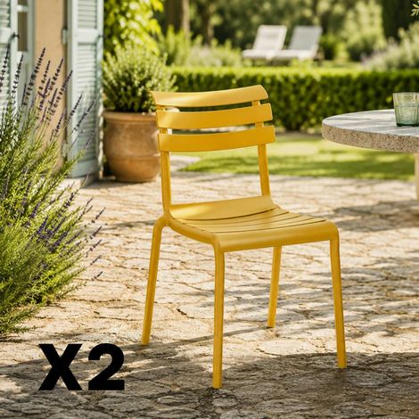 Chaise de jardin en plastique jaune (lot de 2) LUGANO (1/5)