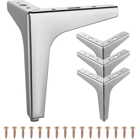 4 Pcs Pieds de Meubles en Métal 10cm Triangulaires pour Canapé, Table Basse, Meuble TV et Autres