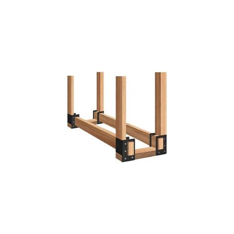 Support de rangement pour bûches de chauffage (lot de 4), support de rangement pour bois de cheminée, support réglable en acier robuste revêtu de poudre pour intérieur et extérieur, avec vis à bois (1/5)
