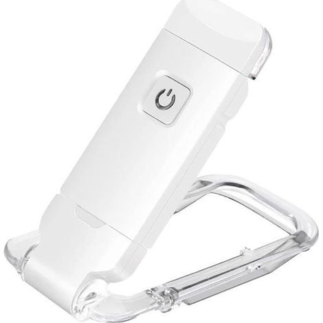 Lampe de lecture LED portable rechargeable par USB avec pince pour lire au lit, luminosité réglable, lampe marque-page à intensité variable (blanche)