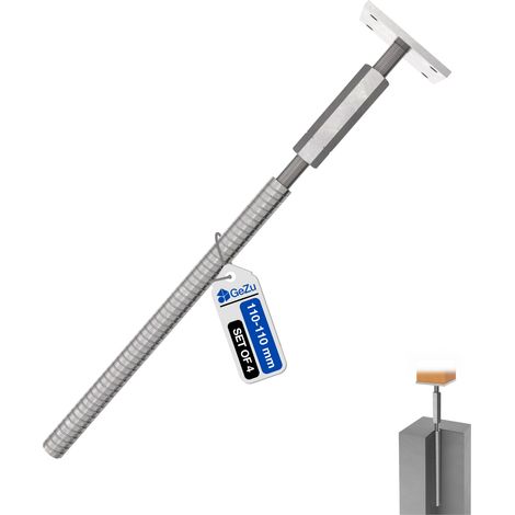 Lot de 4 Support de poteau galvanisé à chaud 110 x 100 mm – Hauteur réglable avec platine bois – Pied de poteaux pour clôture – GeZu Impex