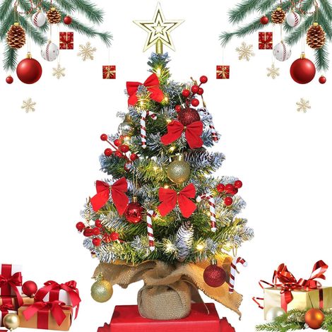 60 CM Petit Sapin de Noel Lumineux LED, Bricolage Sapin Décoré, Mini Sapin Lumineux, Sapin de noël de Table, pour la décoration de Noël (1/5)