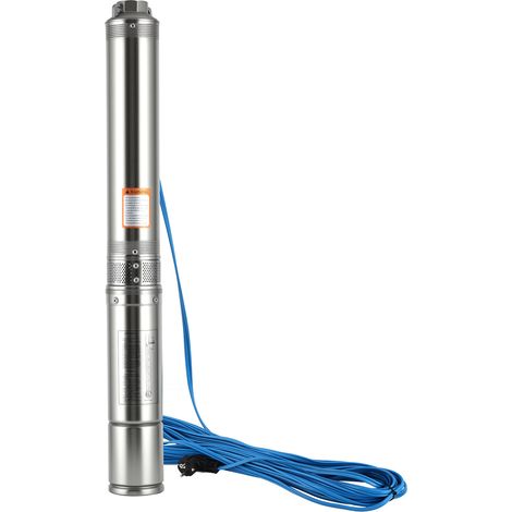 Randaco Bomba sumergible para pozos profundos 4 m3/h, acero inoxidable, IP68, impermeable, 0,75 kW