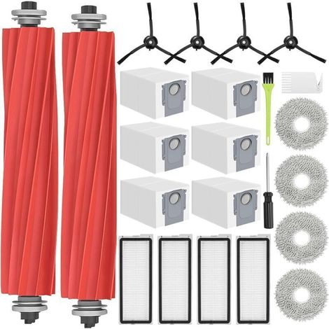 Parti di ricambio per aspirapolvere Roborock Qrevo S/Qrevo Pro/Qrevo MaxV/Qrevo Plus, 2 spazzole principali, 4 filtri HEPA, 6 sacchetti per la polvere, 4 panni per mocio, 4 spazzole laterali (1/4)
