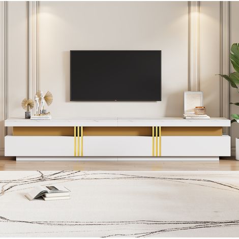 TV Möbel mit 3 Schubladen 200x40x42 cm in Marmor-Optik OKMYHOME (1/5)