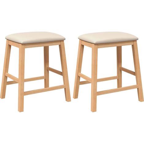 Lot de 2 Tabourets de bar,Chaise de bar avec coussins bois massif d'hévéa CFW550034 (1/5)