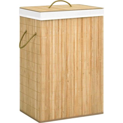 vidaXL Cesto de ropa sucia de bambú 2 secciones 72 l (1/5)
