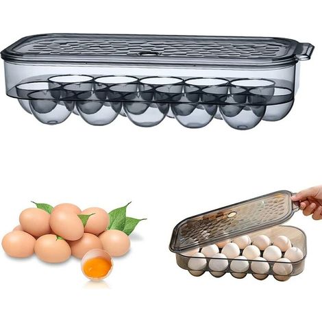 royaluxe - Conteneur de stockage d'œufs en carton d'œufs en plastique, sans BPA, stockage de réfrigérateur à œufs empilable avec couvercle, peut contenir 16 œufs pour la fraîcheur du réfrigérateur de (1/5)