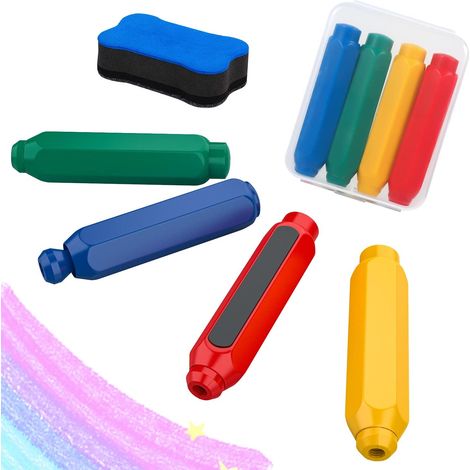Support de Craie - Pince Réglable en Plastique avec Effaceur Intégré - Pour Tableau Blanc ou Noir - Lot de 1 (1/5)